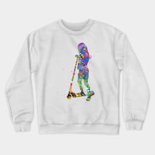 Little girl with scooter Crewneck Sweatshirt